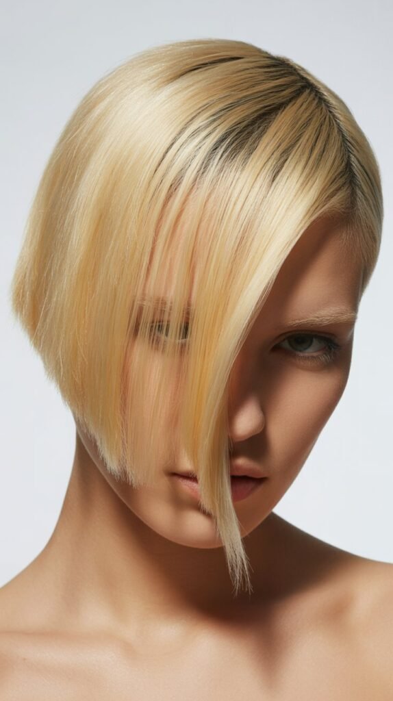  Asymmetrical Blonde Lob