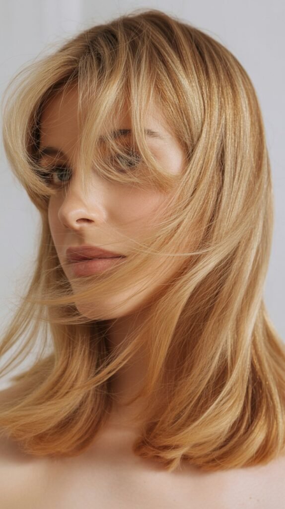  Blended Fringe with Golden Blonde Midi Hair