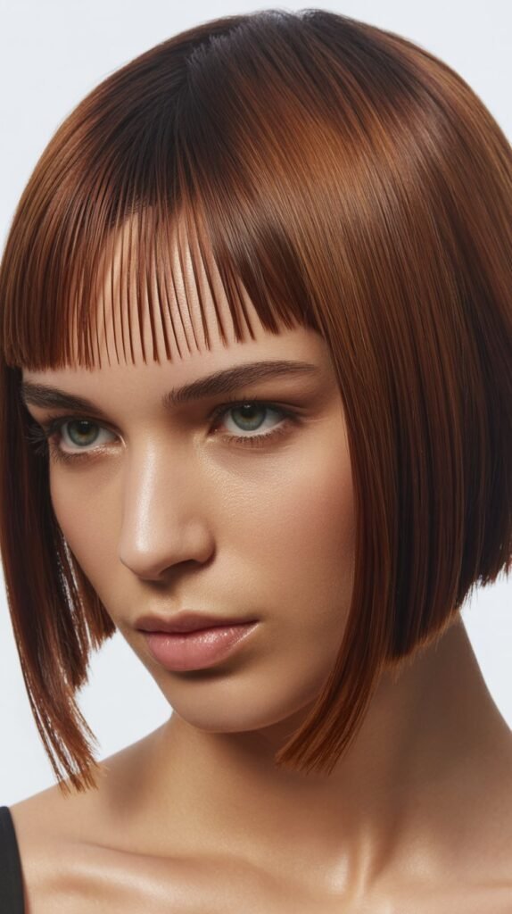 Edgy Lob with Razor-Cut Bangs