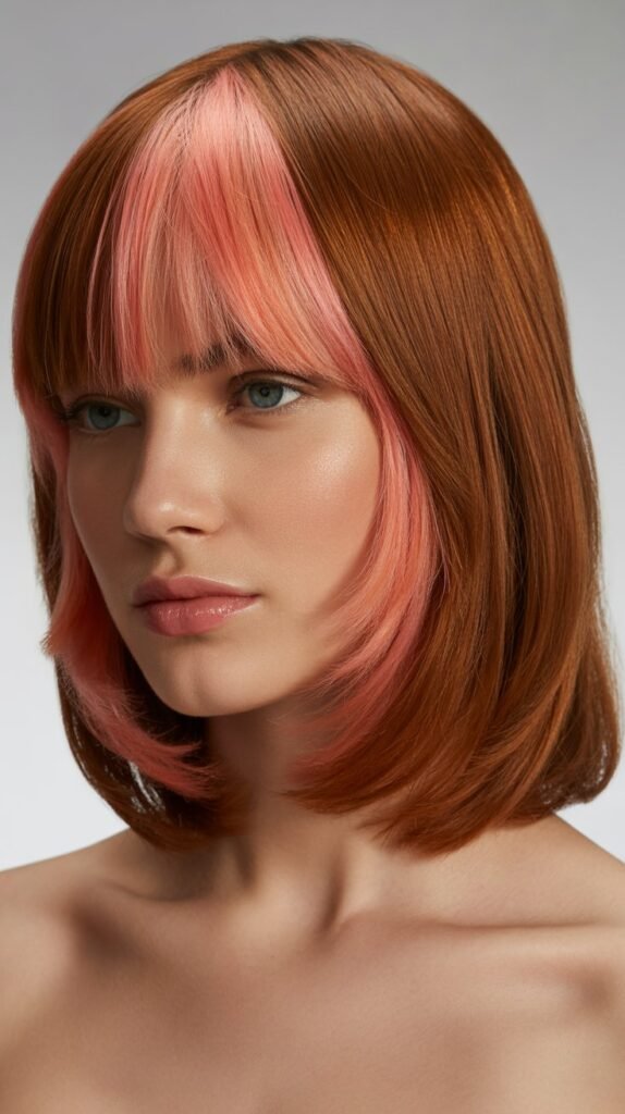 Colored Lob with Colored Bangs