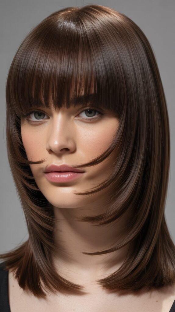  Sleek Layers with Straight-Across Bangs
