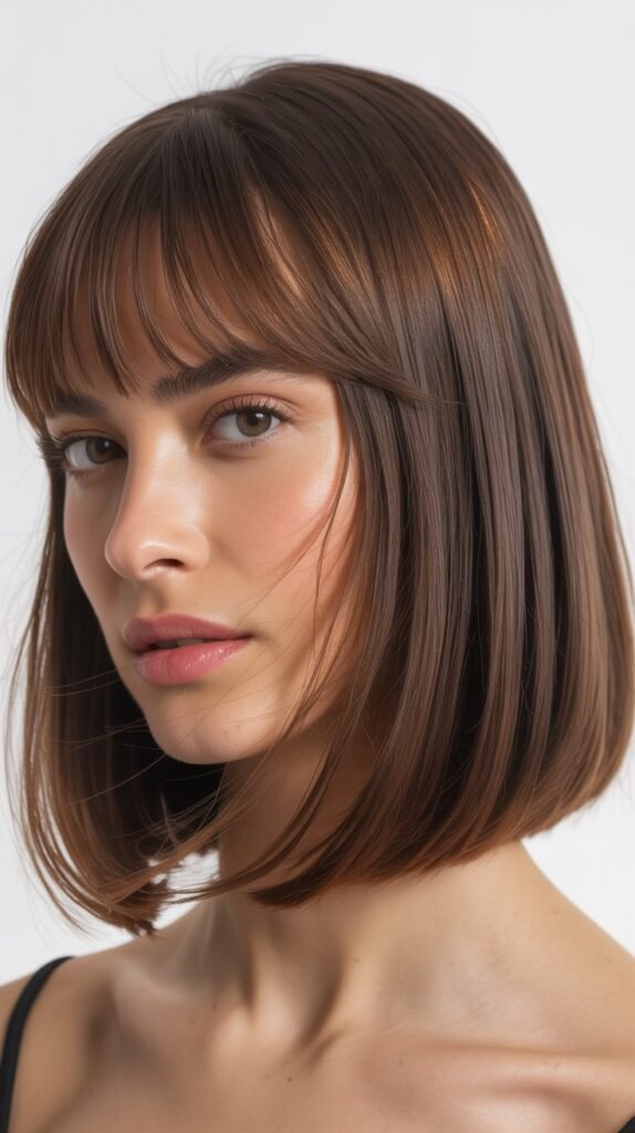 Sleek Lob with Baby Fringe