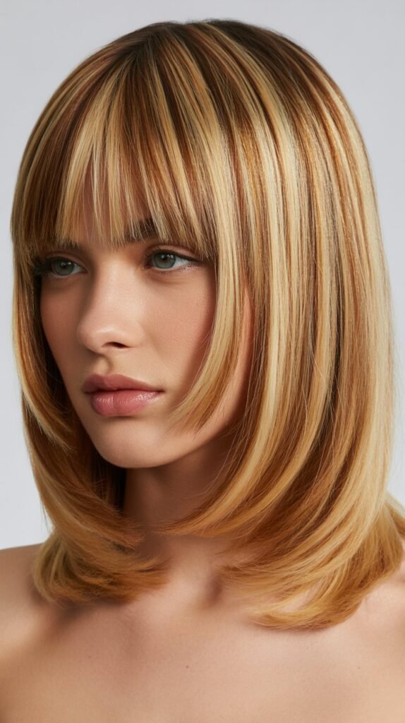 Highlighted Lob with Highlighted Bangs
