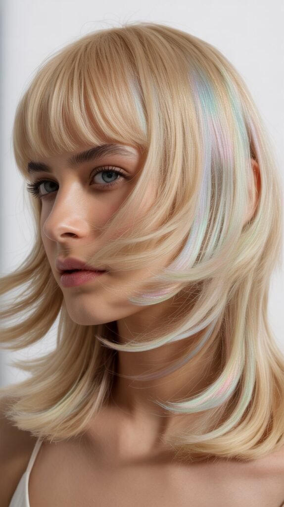 Baby Bangs with Opal Blonde Sliced Layers