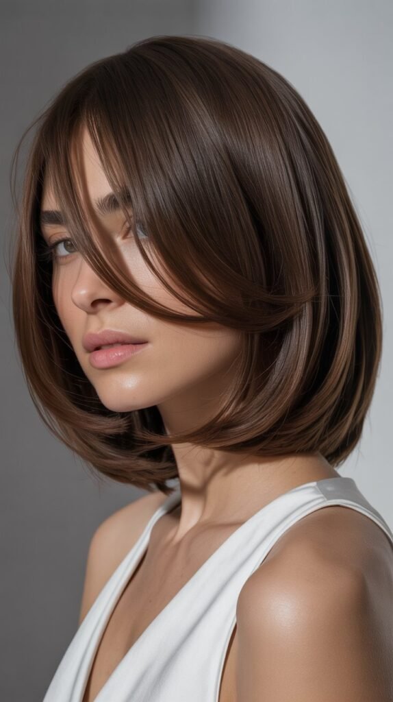 Shoulder-Grazing Bob with Long Sweeping Bangs