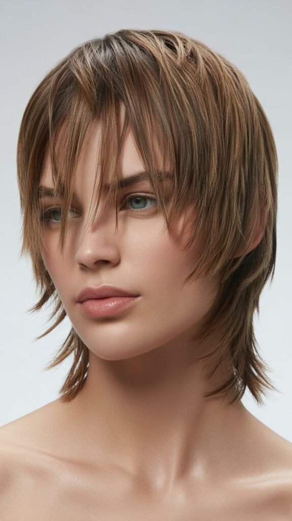  Disconnected Bangs with Layered Shag