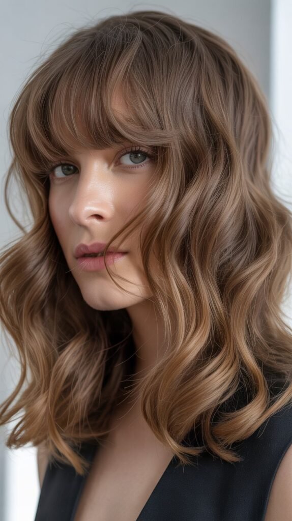 Asymmetrical Bangs With Loose Waves