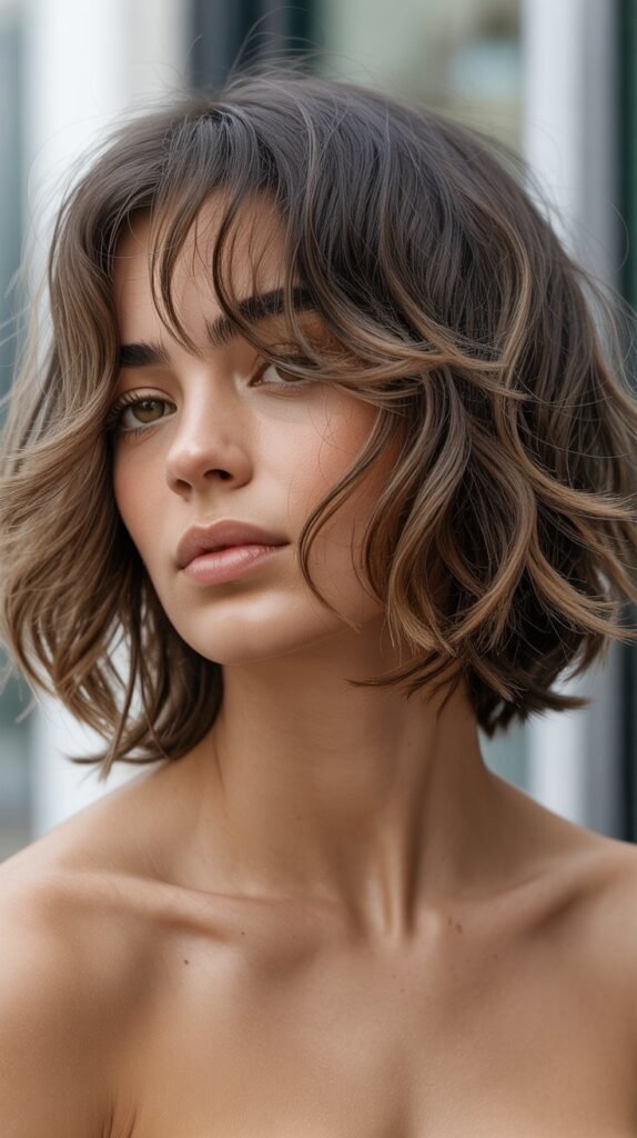 Messy Bob with Curtain Bangs