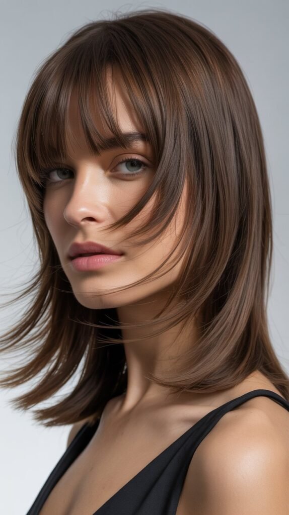 Graduated Lob with Piecey Bangs