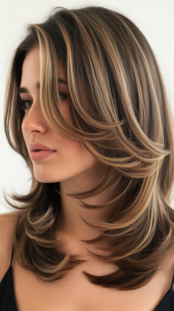  Layered Side Part Styling