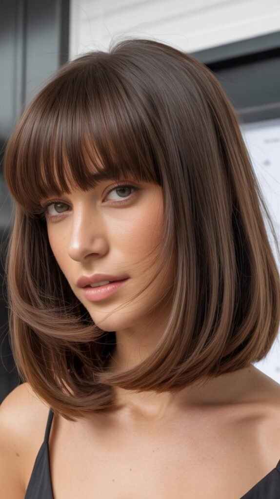Blunt Lob With Full Bangs