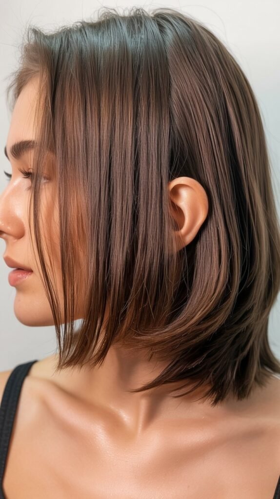 Layered Lob with Slicked-Back Styling