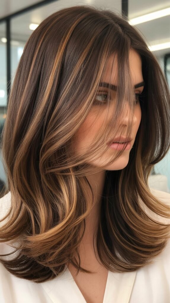 Layered Hair with Brunette Balayage