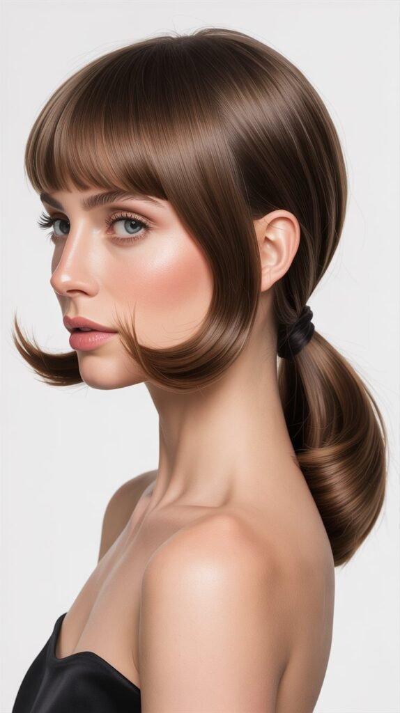 Curtain Bangs with Ponytail