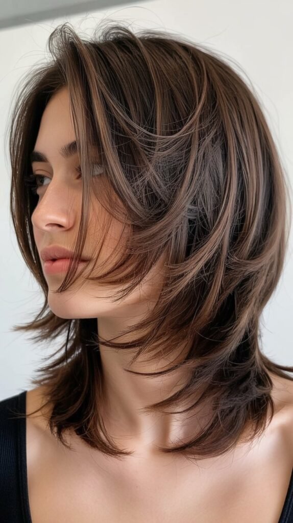Layered Shag with Side-Swept Styling
