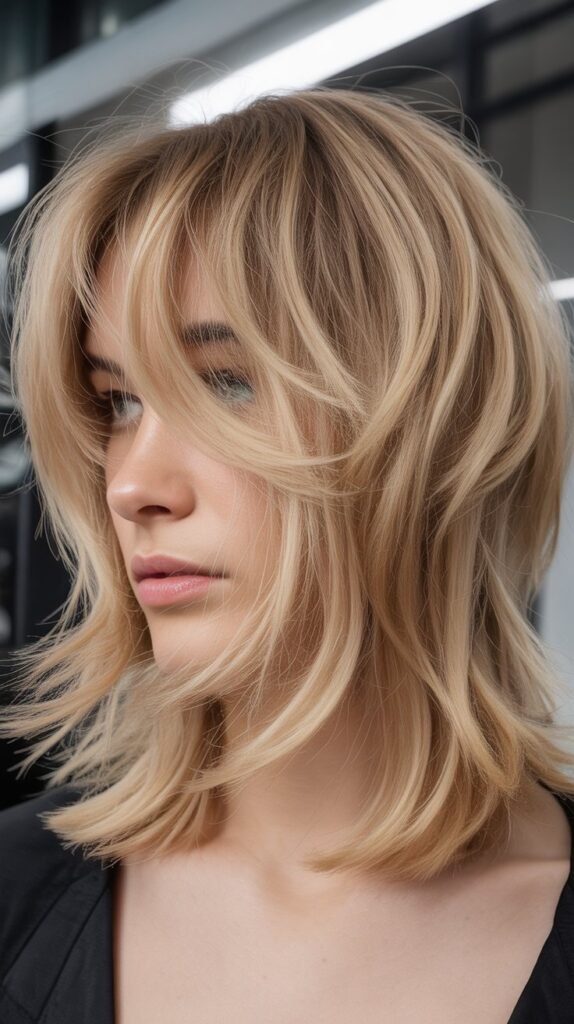 Choppy Lob with Textured Bangs