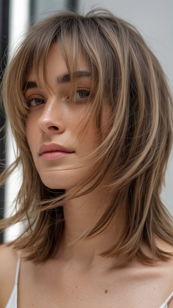 Shaggy Medium Haircut With Wispy Bangs