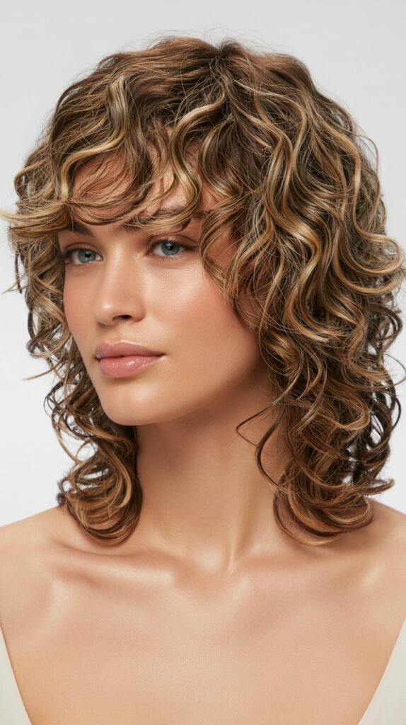 Layered Curly Shoulder-Length Cut