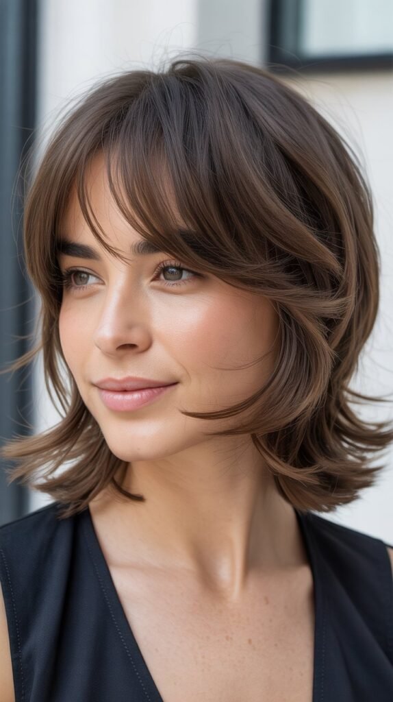 Medium Shag With Curtain Bangs