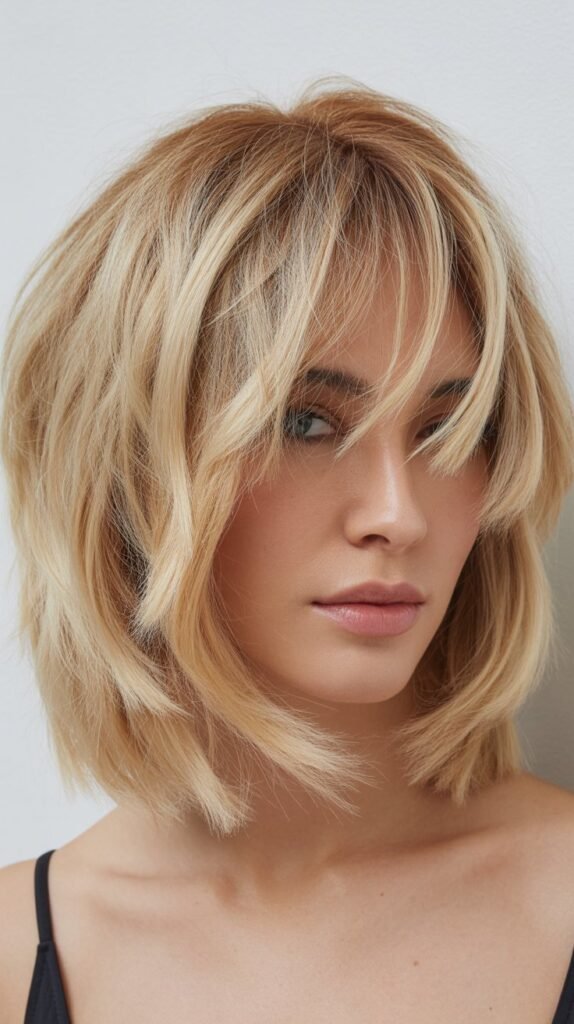 Textured Bob with Disconnected Bangs