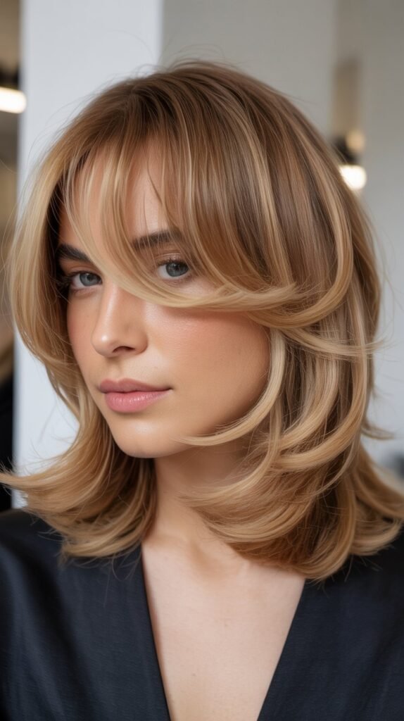 Side-Swept Bangs with Layered Lob