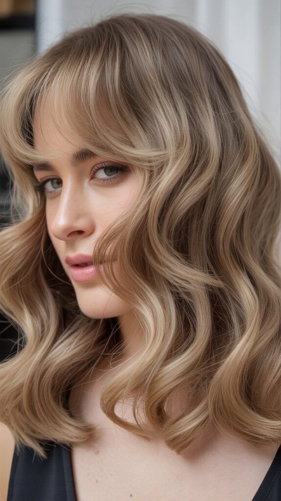 Textured Waves With Curtain Bangs