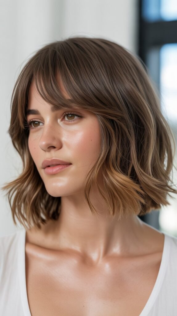Lived-In Lob with Grown-Out Bangs