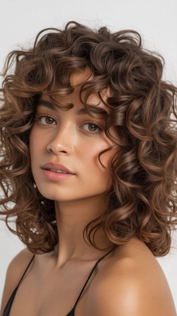 Curly Lob with Curly Bangs