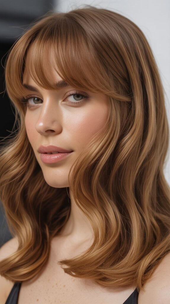 Curtain Bangs with Shoulder-Length Hair
