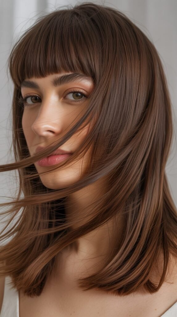 Blunt Bangs With Long Layers