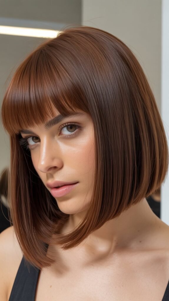 Blunt Medium Bob With Straight-Across Bangs