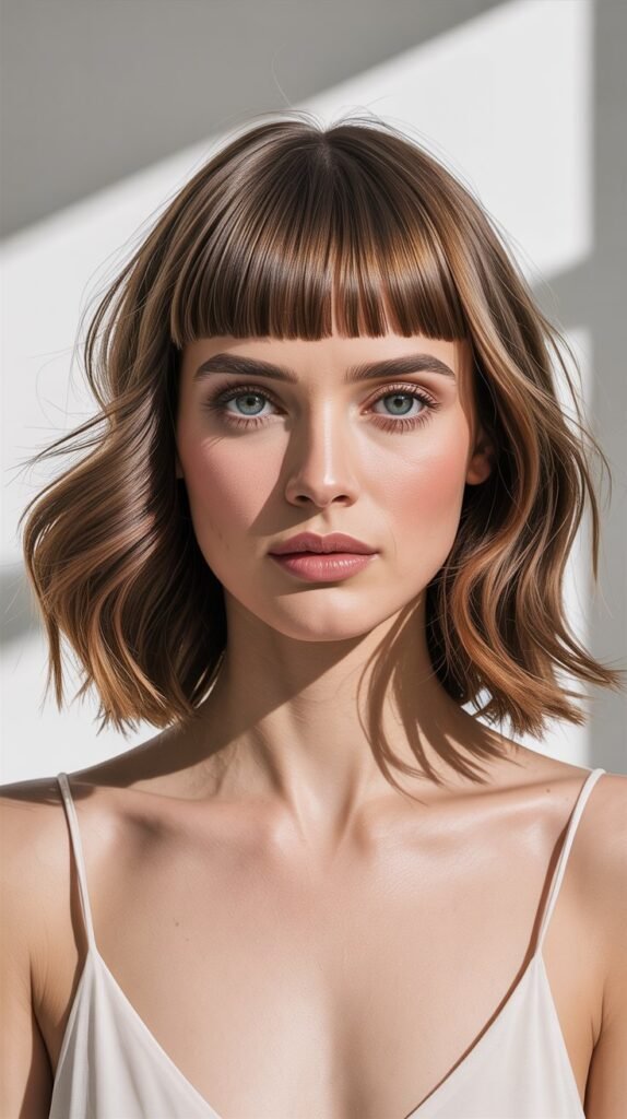 Choppy Blunt Bangs for Modern Contrast
