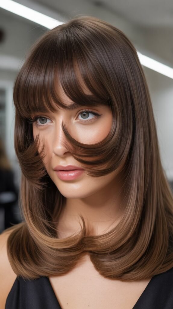 Sleek and Smooth Curtain Bangs