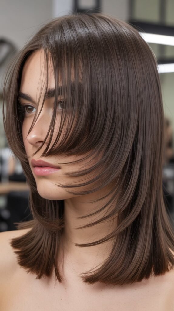 Sliced Layers with Statement Side Bangs