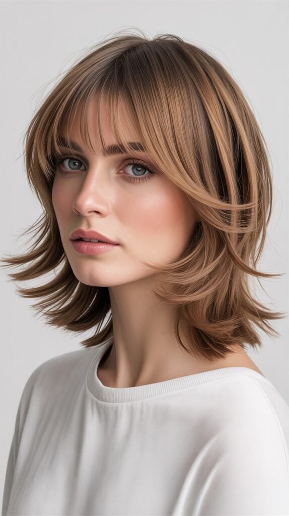 Graduated Layers with Piecey Curtain Bangs