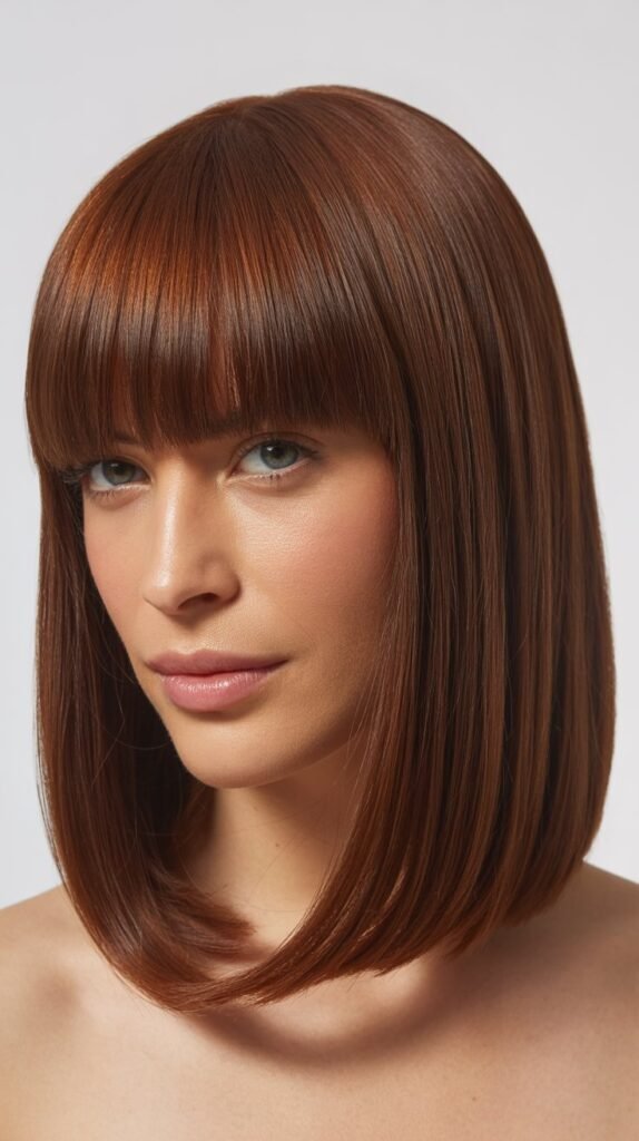Blunt Lob with Straight-Across Bangs
