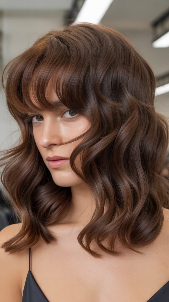 Wavy Lob with Wispy Bangs