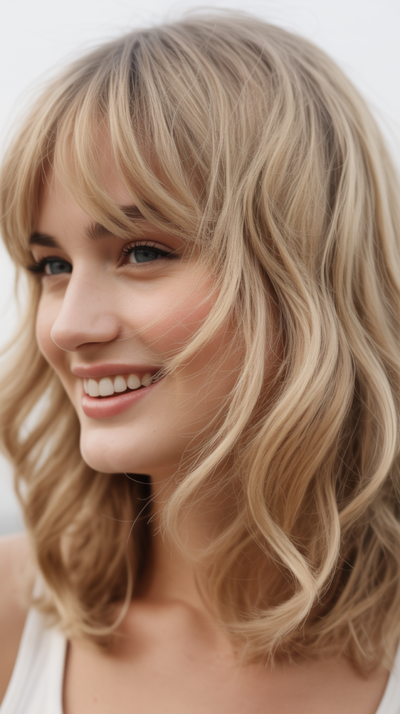 Piecey Bangs with Beige Blonde Waves