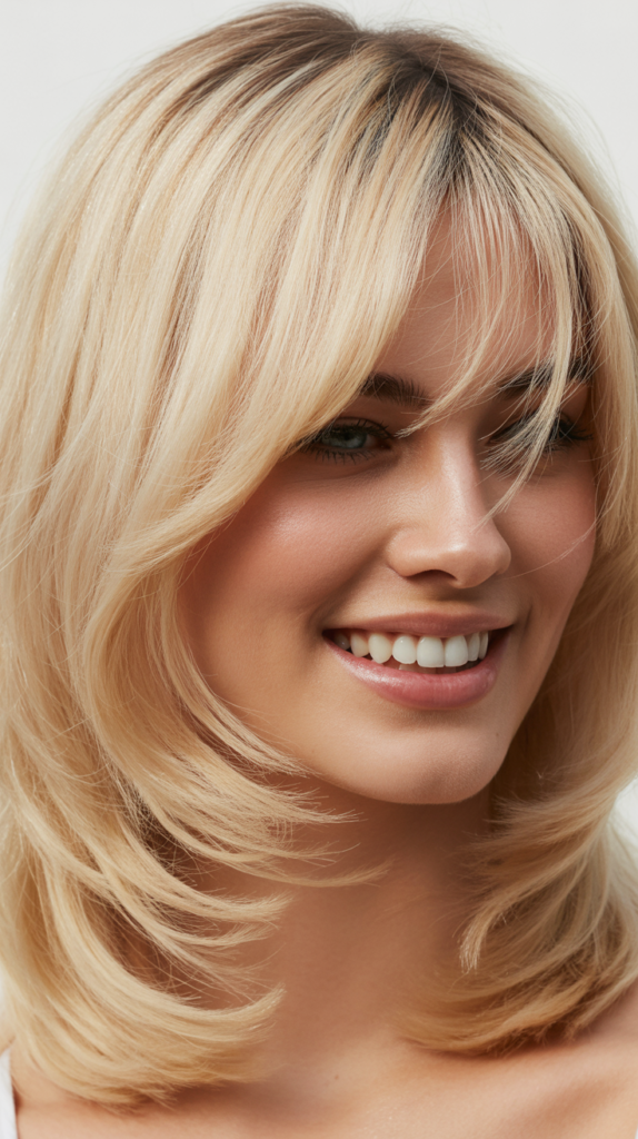  Side-Swept Wispy Bangs with Moonlight Blonde Collarbone Cut