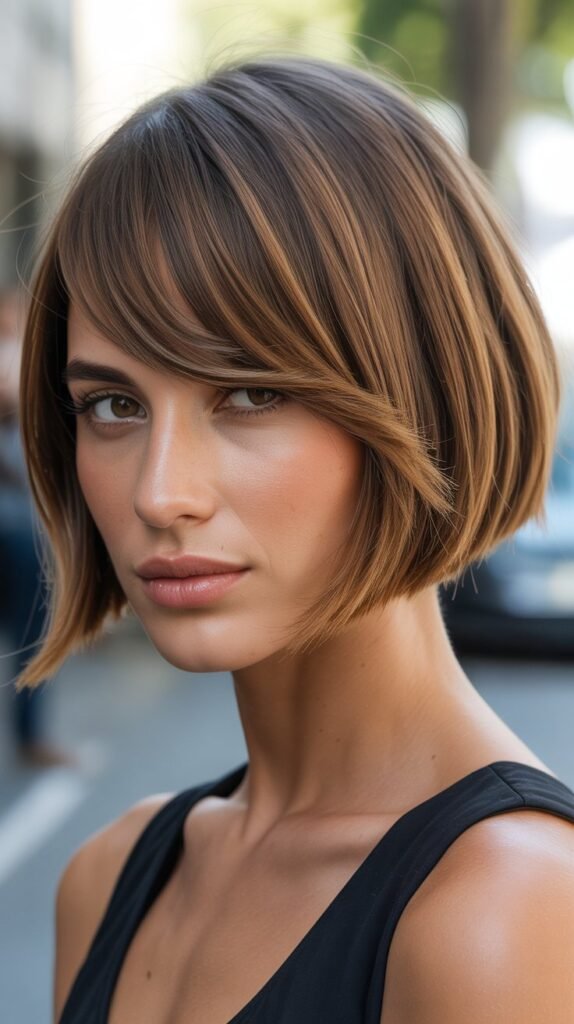 Asymmetrical French Bob With Side-Swept Bangs