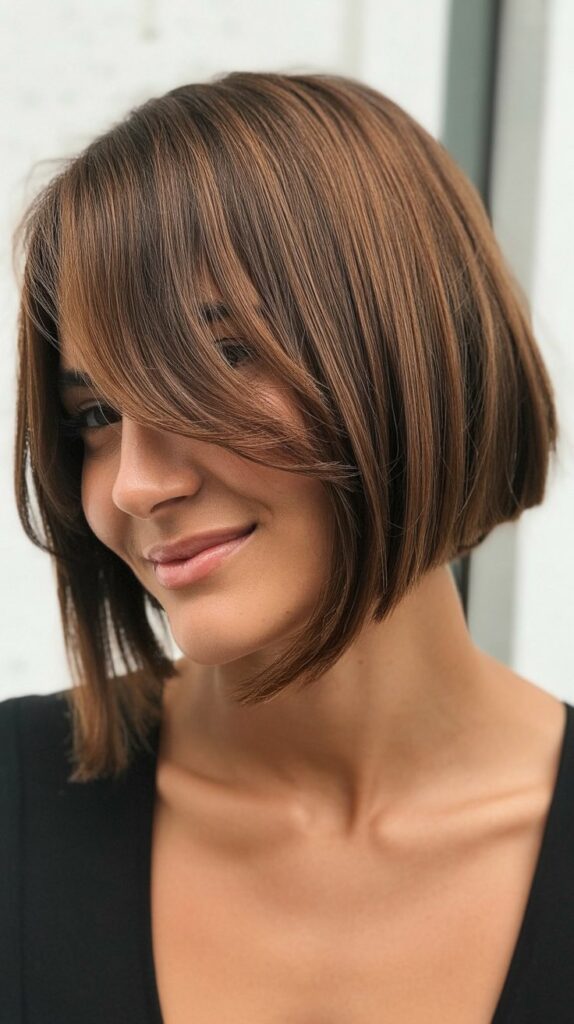 36 Stunning French Bob Haircuts With Bangs for Instant Fashion Edge 3 Asymmetrical French Bob With Side-Swept Bangs