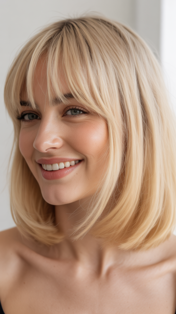 Choppy Shag Bangs with Icy Platinum Layers