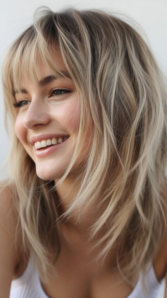  Choppy Fringe with Ash Blonde Shag