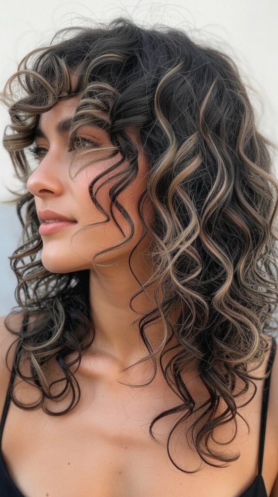 Layered Curls with Root Fade