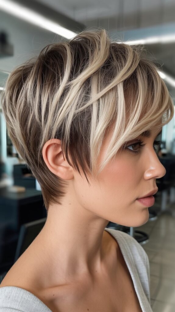 Classic Blonde Highlights on Pixie Cut