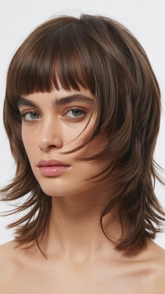 Choppy Shag with Blunt Bangs