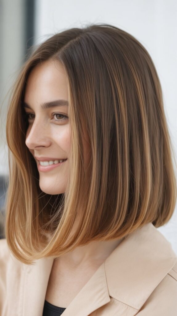  Straight Lob with Subtle Balayage