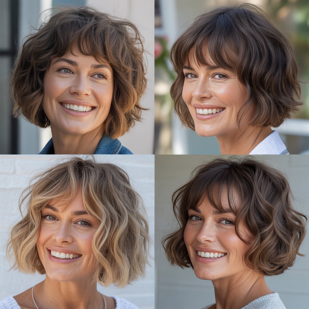 Textured Shaggy Bob with Feathered Bangs