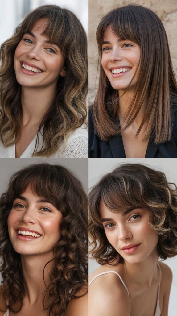 Curtain Bangs with Layered Length