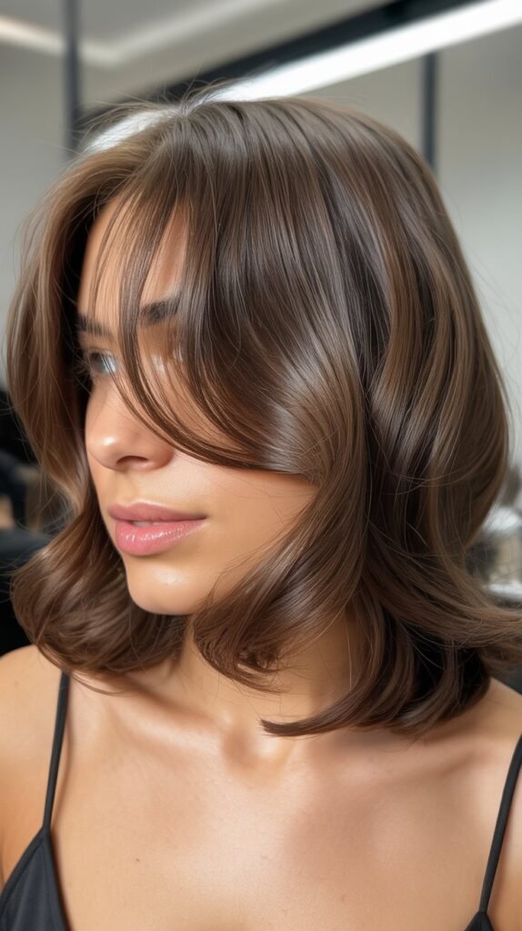 Medium Hair With Long Side-Swept Bangs And Waves